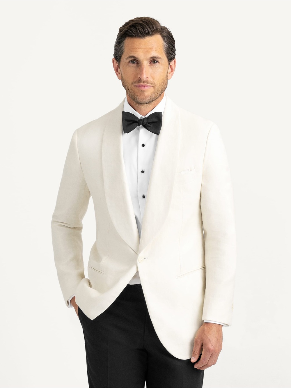 PROPER CLOTH Shawl Collar Linen Dinner Jacket Sport Coat Cream Off White 42 $695